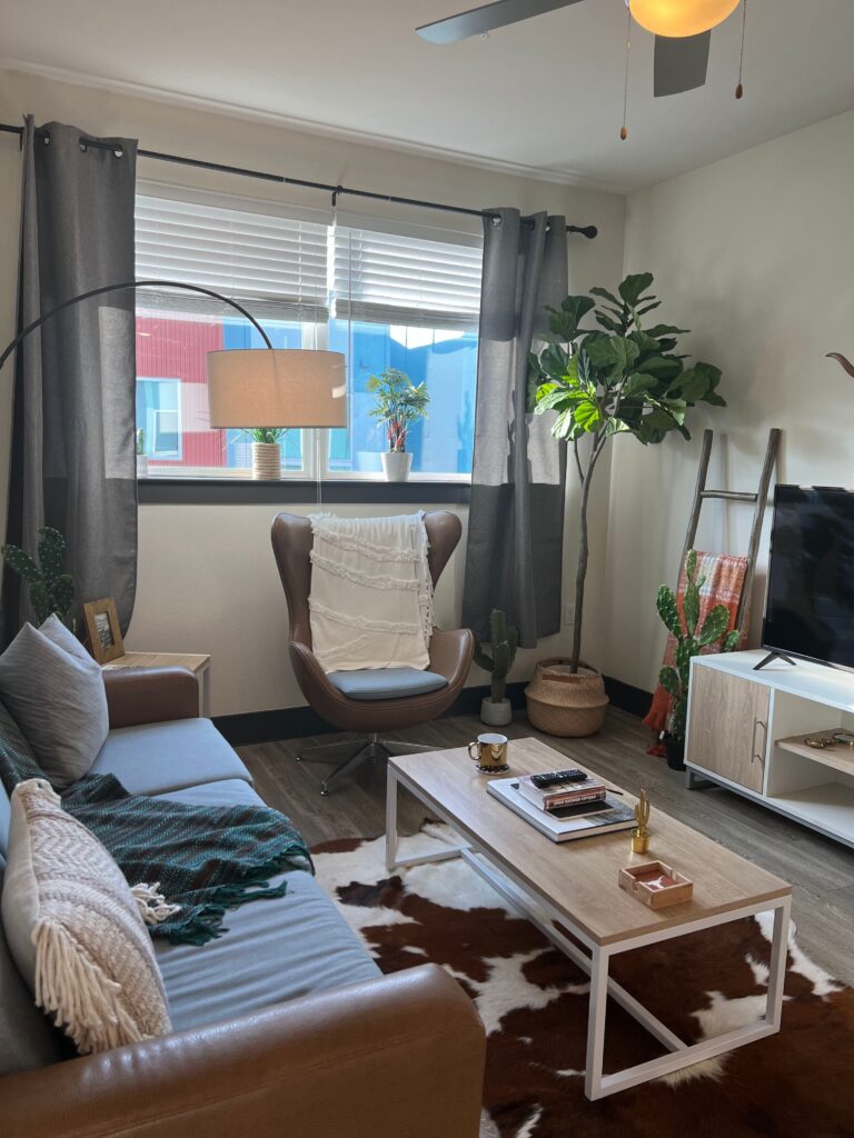 Living room in an apartment complex in Austin, TX area.